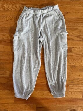 Aerie Light Gray Waffle Knit Cargo Joggers